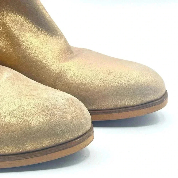 APROPO GOLD ANKLE BOOTS BOOTIES SIZE 41 BLOCK HEELS - Picture 5 of 12